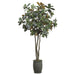 7' Magnolia Silk Tree w/Fiber Cement Planter -Green/Brown - WT4804-GR/BR