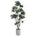 7'6" Fiddle Leaf Fig Silk Tree w/Fiber Cement Planter -Green - WT4922-GR