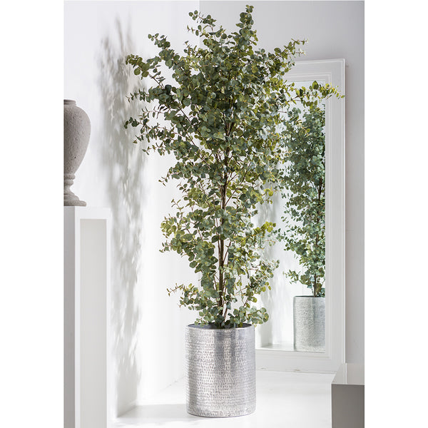 8' Eucalyptus Silk Tree w/Aluminum Planter -Green - WT4969-GR