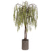 8' Weeping Willow Silk Tree w/Fiber Cement Planter -Green - WT4976-GR