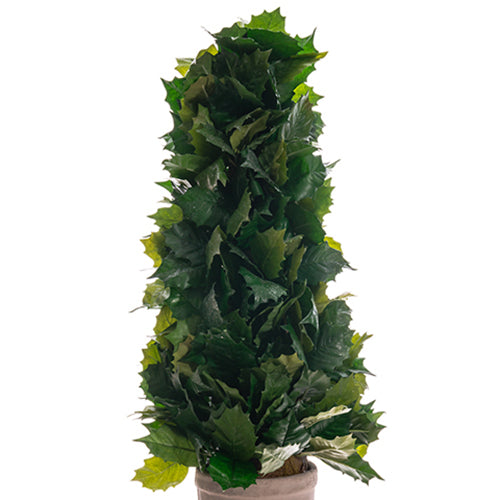 23" Iced Holly Cone-Shaped Artificial Topiary w/Cement Pot -Green/Ice (pack of 2) - XHI410-GR/IC