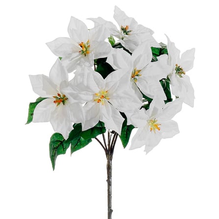 15" Outdoor Water Resistant Artificial Poinsettia Flower Bush -White (pack of 12) - XPO210-WH