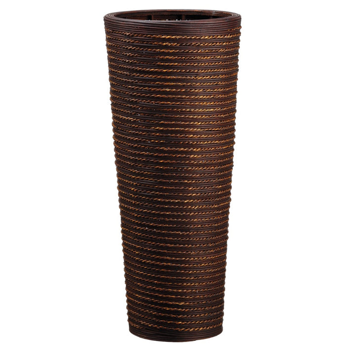 23.6"Hx10.2"W Bamboo & Straw Rope Tapered Cylinder Container -Black/Brown (pack of 4) - ZCB941-BK/BR