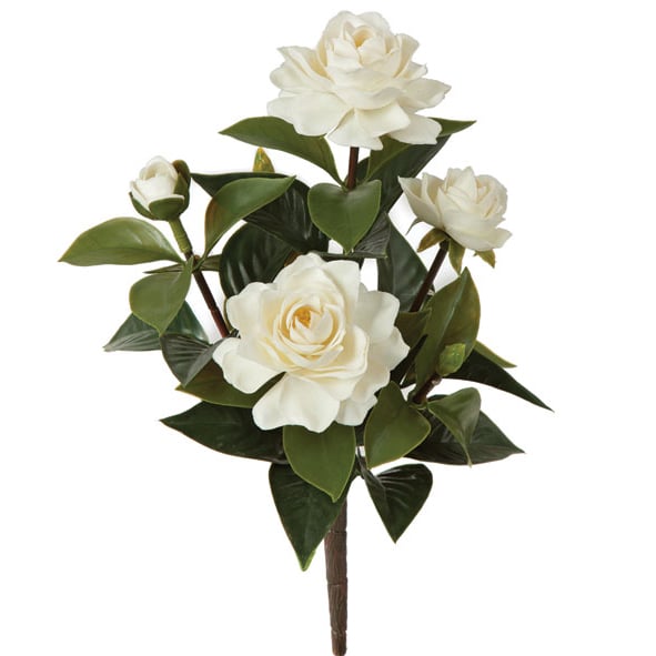 14" UV-Proof Outdoor Artificial Gardenia Flower Bush -White (pack of 6) - A144115