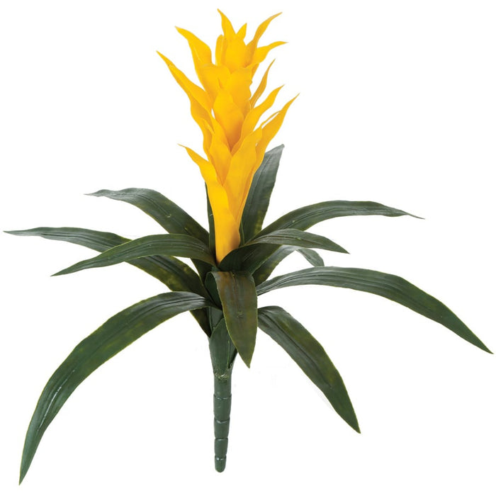 22" UV-Proof Outdoor Artificial Bromeliad Plant Flower Bush -Yellow (pack of 2) - A7272-4YE