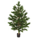 4'4"Hx28"W UV-Resistant Outdoor Natural Trunk Artificial Pine Tower Tree w/Pot -Green - AUV145200