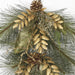 32" Artificial Sugar Pine & Gold Glittered Leaves Teardrop Swag -Gold/Green (pack of 2) - C160010