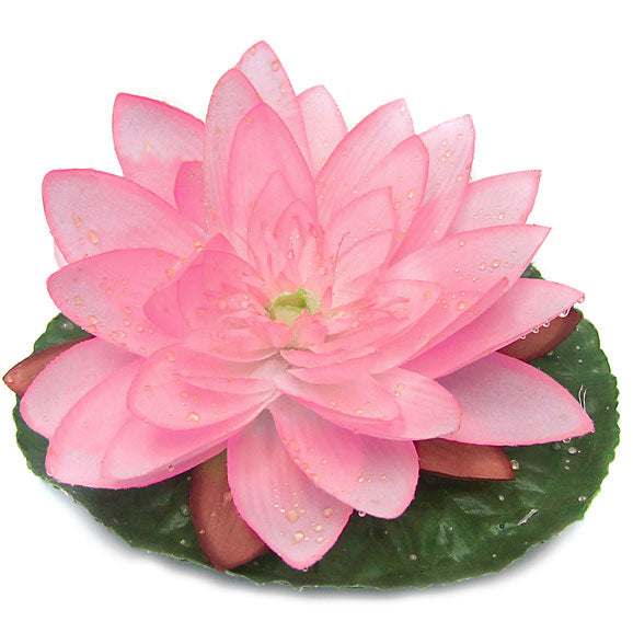 7" Silk Lotus w/Waterdrop Floating Flower -Pink (pack of 12) - P177-1PK