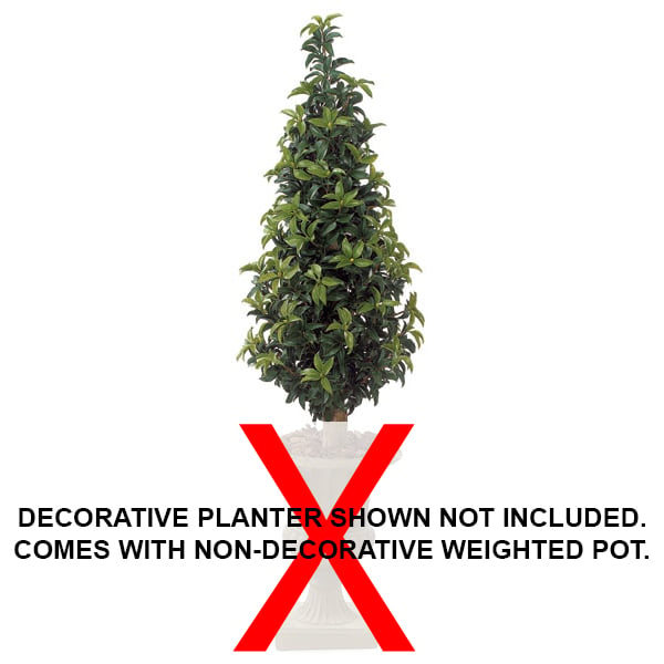 5' CUSTOM MADE UV-Proof Outdoor Artificial Laurel Cone-Shaped Topiary Tree -Green w/Pot - W0182