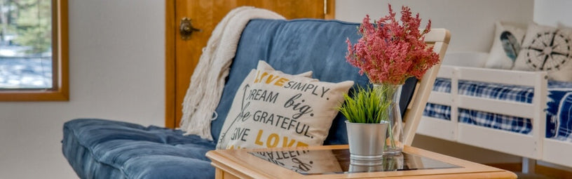Artificial plants and décor in a stylish Airbnb
