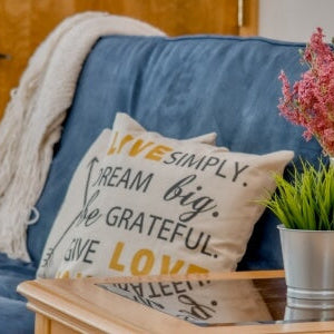 Artificial plants and décor in a stylish Airbnb