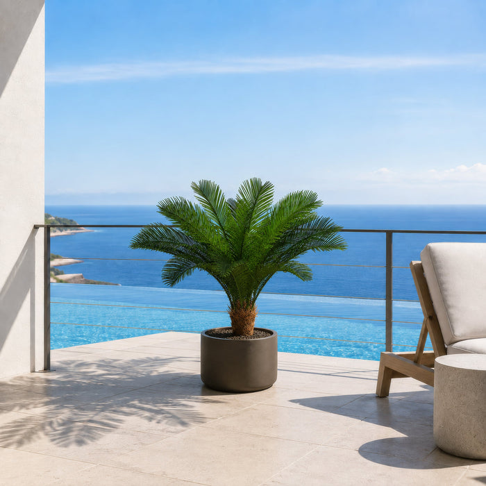 36"Hx44"W Custom-Made Outdoor UV-Proof Artificial Sago Cycas Cluster Palm -18 Fronds -Green - A0018
