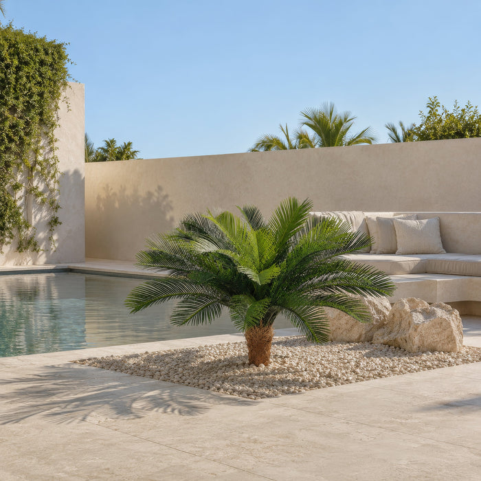 36"Hx44"W Custom-Made Outdoor UV-Proof Artificial Sago Cycas Cluster Palm -24 Fronds -Green - A0024