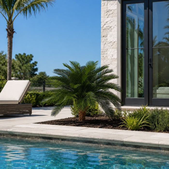 36"Hx44"W Custom-Made Outdoor UV-Proof Artificial Sago Cycas Cluster Palm -48 Fronds -Green - A0048