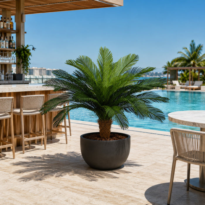 44"Hx68"W Custom-Made Outdoor UV-Proof Artificial Sago Cycas Cluster Palm -24 Fronds -Green - A0080