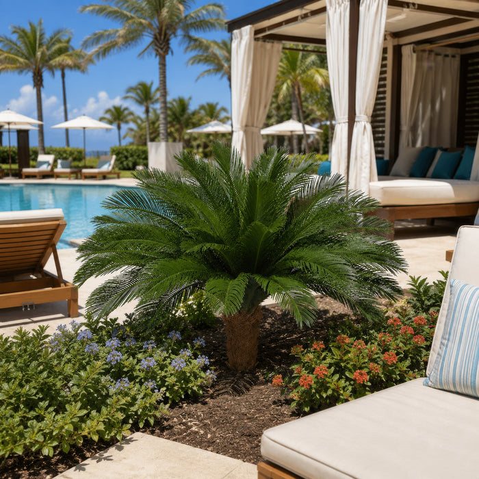 44"Hx68" Custom-Made Outdoor UV-Proof Artificial Sago Cycas Cluster Palm -36 Fronds -Green - A0085
