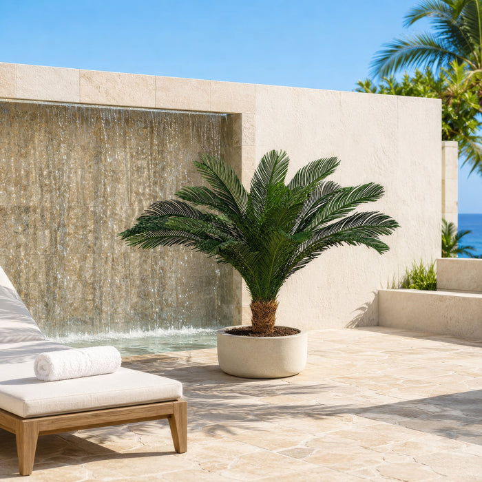 44"Hx68" Custom-Made Outdoor UV-Proof Artificial Sago Cycas Cluster Palm -18 Fronds -Green - A0088