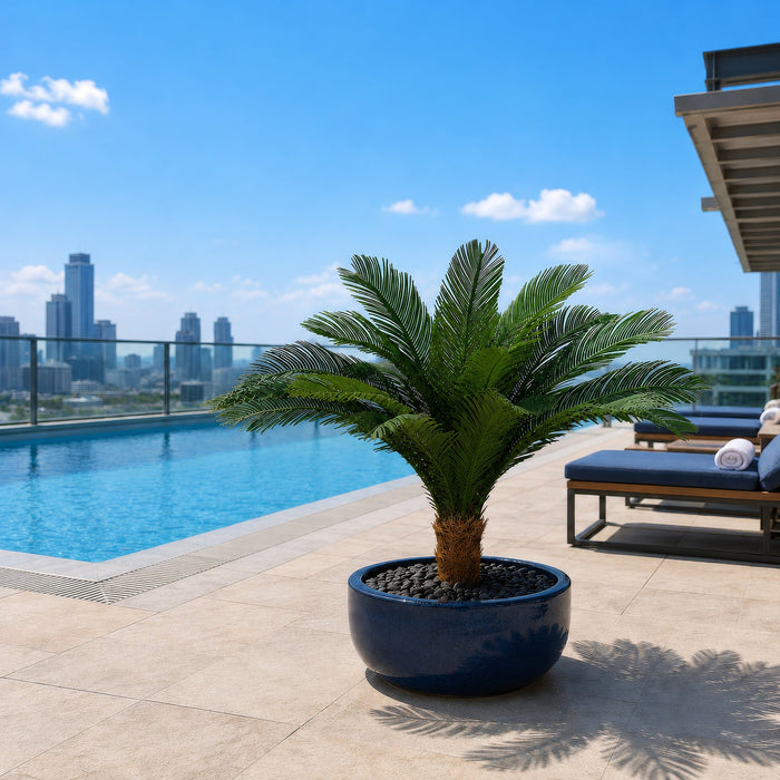44"Hx68" Custom-Made Outdoor UV-Proof Artificial Sago Cycas Cluster Palm -18 Fronds -Green - A0088