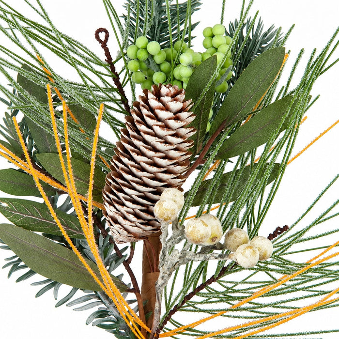 15" Frosted Mixed Greenery & Berry Artificial Stem -Green/White (Pack of 12) - A101765