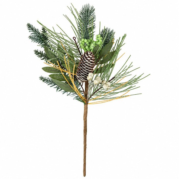15" Frosted Mixed Greenery & Berry Artificial Stem -Green/White (Pack of 12) - A101765