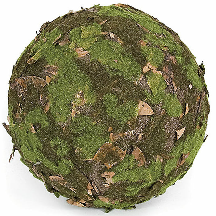 13" Moss & Leaf Ball-Shaped Artificial Foam Topiary -Green/Brown (pack of 2) - A112586