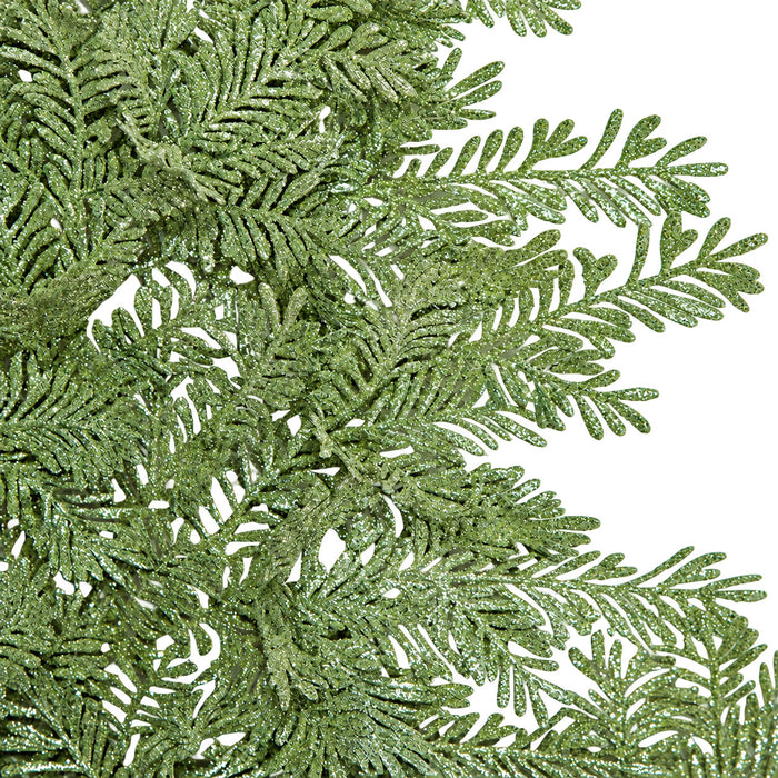 32" Glittered Artificial Hemlock Stem -Green/Silver (Pack of 6) - A123030