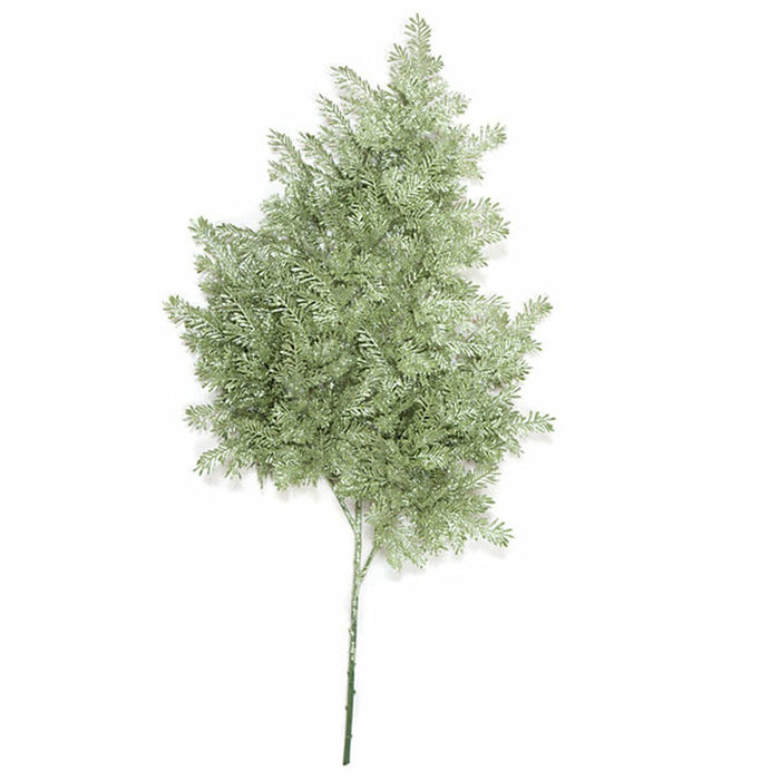 32" Glittered Artificial Hemlock Stem -Green/Silver (pack of 6) - A123030