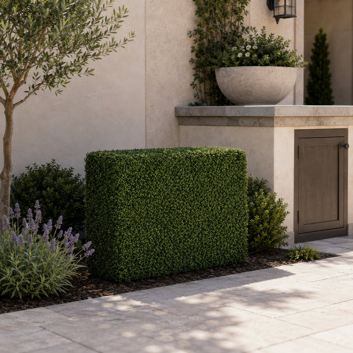 30"Hx36"Wx12"D Outdoor UV-Proof Artificial Boxwood Topiary Hedge -2 Tone Green - A135640