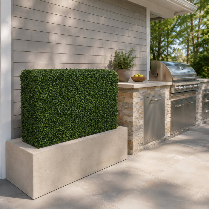 30"Hx36"Wx12"D Outdoor UV-Proof Artificial Boxwood Topiary Hedge -2 Tone Green - A135640