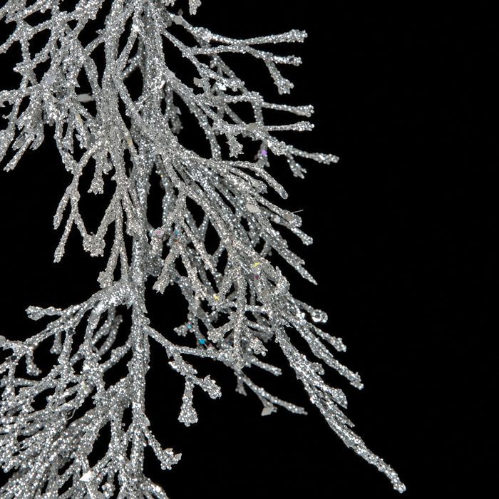 6' Glittered Artificial Coral Garland -Silver (Pack of 12) - A-141145
