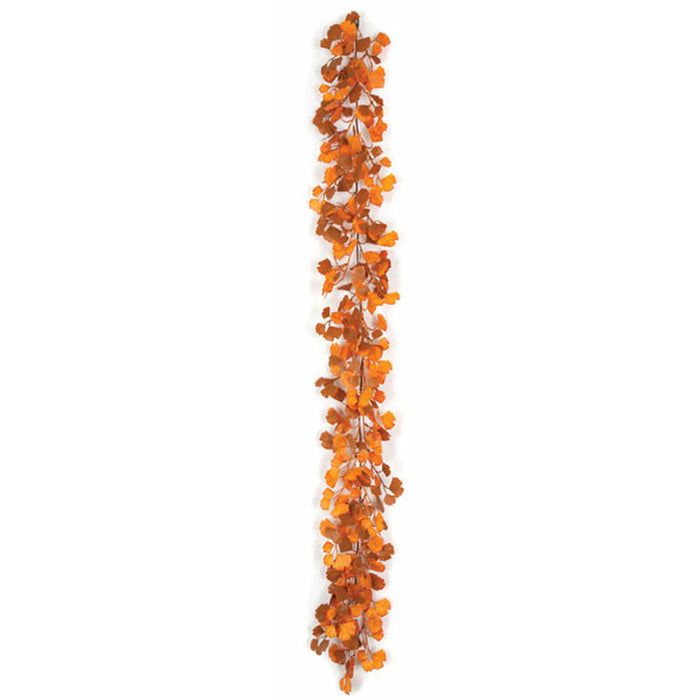 6' Artificial Plastic Gingko Leaf Garland -Orange/Gold (pack of 6) - A142360