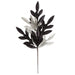 23" Two Tone Glittered Artificial Bay Leaf Stem -Black/Silver (pack of 24) - A150115