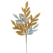 23" Two Tone Glittered Artificial Bay Leaf Stem -Gold/Silver (pack of 24) - A150180