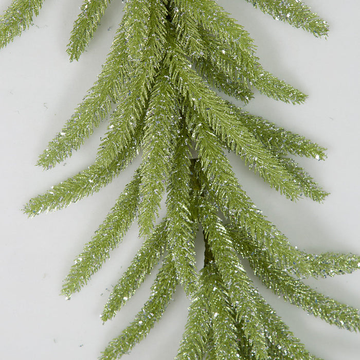 6' Glittered Artificial Tudor Pine Garland -Light Green (Pack of 4) - A-170255