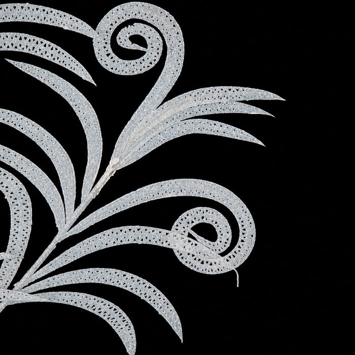 33" Glittered Artificial Peacock Leaf Stem -White (Pack of 12) - A-170508