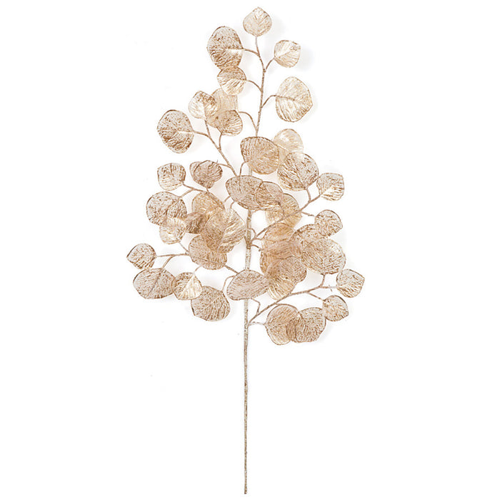 24.5" Iridescent Eucalyptus Leaf Artificial Stem -Champagne/Gold (Pack of 24) - A170630