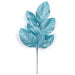 23" Glittered Artificial Magnolia Leaf Stem -Light Blue (pack of 24) - A170657