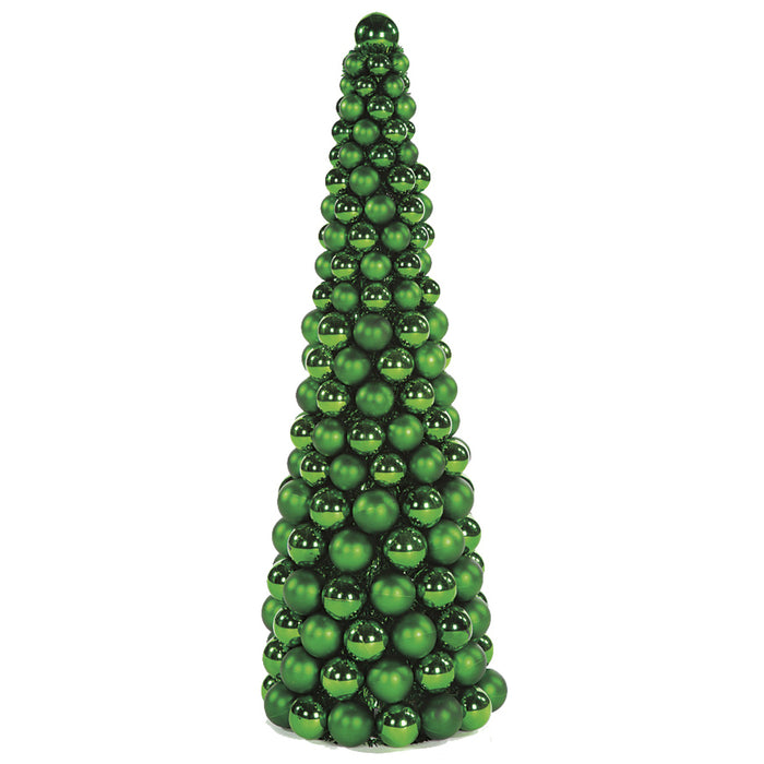 36" Matte & Reflective Ball Cone-Shaped Topiary -Green - A171830