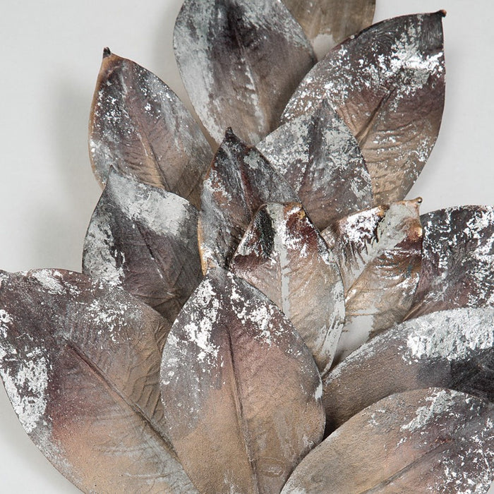 24" Metallic Artificial Magnolia Leaf Stem -Silver/Brown (Pack of 12) - A172726