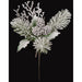 9" Flocked & Glittered Artificial Mixed Pine & Pinecone Stem -White/Green (pack of 24) - A173220