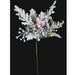 9" Mixed Snowed Glittered Leaf & Berry Artificial Stem -White/Green (pack of 24) - A173245