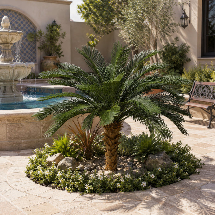 4'6"Hx48"W Outdoor UV-Proof Artificial Sago Cycas Palm Tree -36 Fronds -Green - A174540