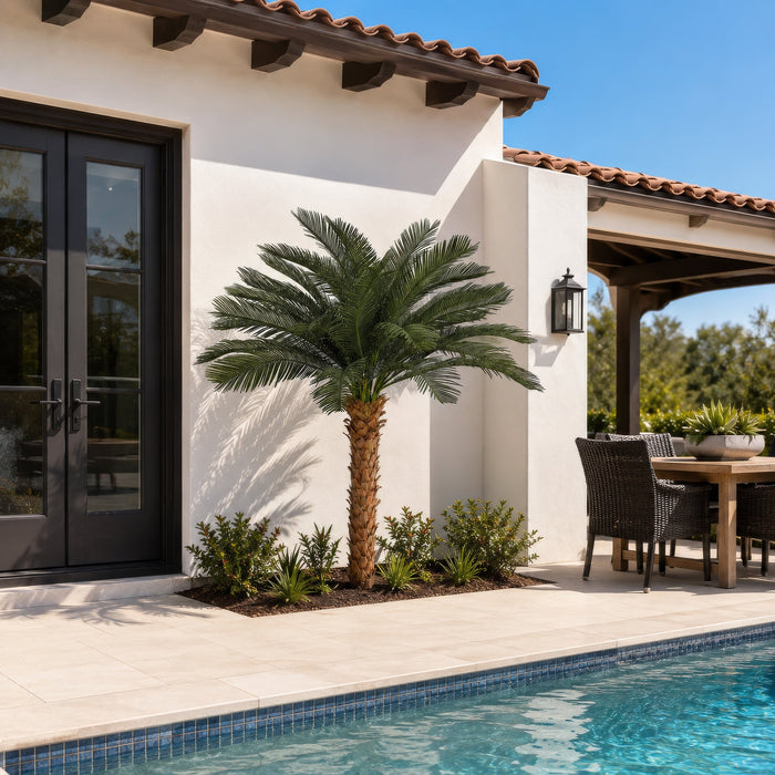 5'6"Hx48"W Outdoor UV-Proof Artificial Sago Cycas Palm Tree -36 Fronds -Green - A174550