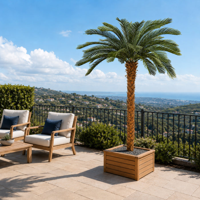 6'6"Hx48"W Outdoor UV-Proof Artificial Sago Cycas Palm Tree -36 Fronds -Green - A174600