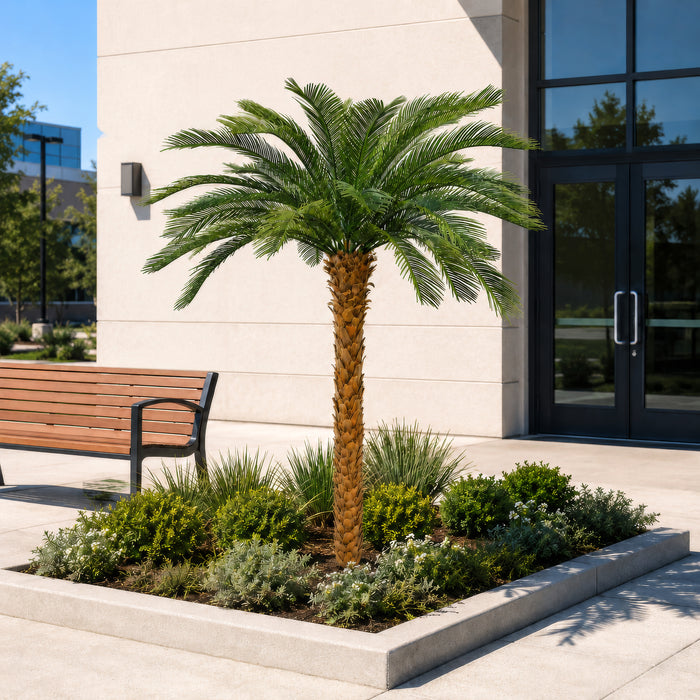 6'6"Hx48"W Outdoor UV-Proof Artificial Sago Cycas Palm Tree -36 Fronds -Green - A174600