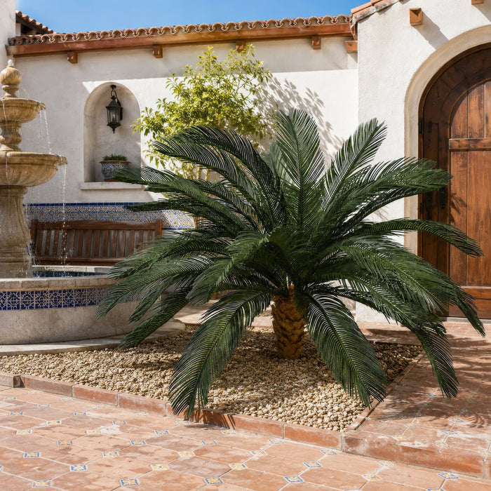 4'6"Hx68"W Outdoor UV-Proof Artificial Sago Cycas Palm Tree -36 Fronds -Green - A174660