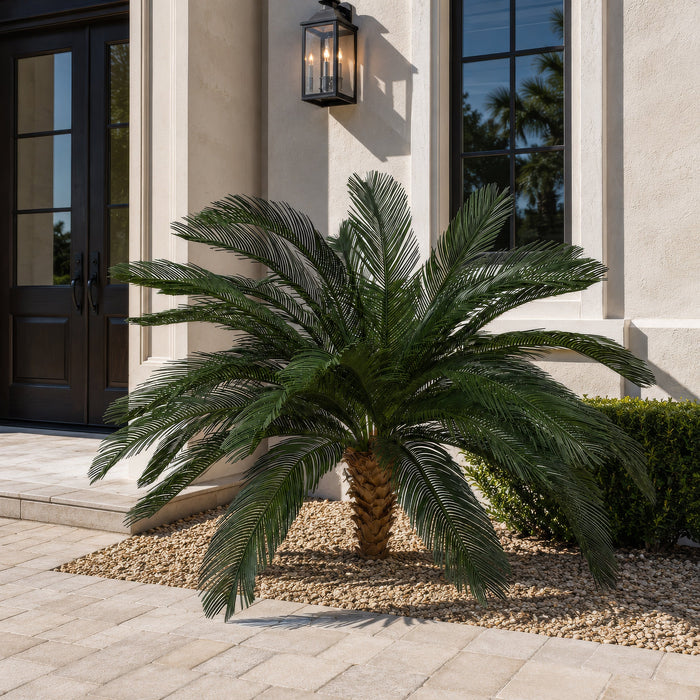 4'6"Hx68"W Outdoor UV-Proof Artificial Sago Cycas Palm Tree -36 Fronds -Green - A174660
