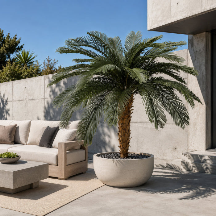 5'6"Hx68"W Outdoor UV-Proof Artificial Sago Cycas Palm Tree -36 Fronds -Green - A174680