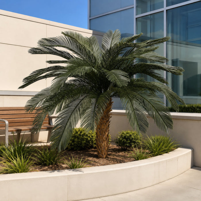5'6"Hx68"W Outdoor UV-Proof Artificial Sago Cycas Palm Tree -36 Fronds -Green - A174680