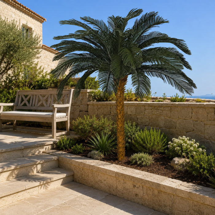 7'6"Hx68"W Outdoor UV-Proof Artificial Sago Cycas Palm Tree -36 Fronds -Green - A174700